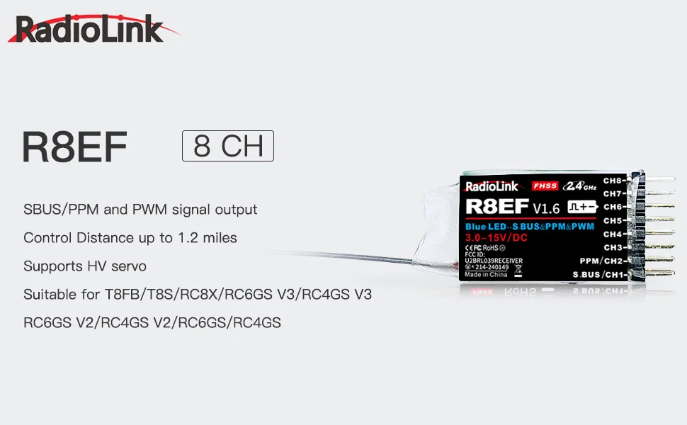 Receptor Radiolink R8EF 2.4G 8 - Receiver Sbus 8Ch avaliação e preço