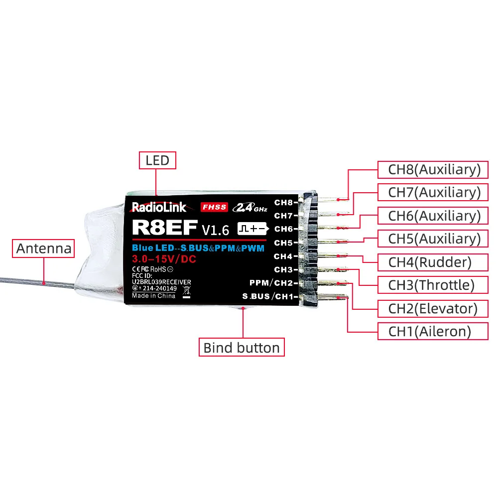 Receptor Radiolink R8EF 2.4G 8 - Receiver Sbus 8Ch avaliação e preço
